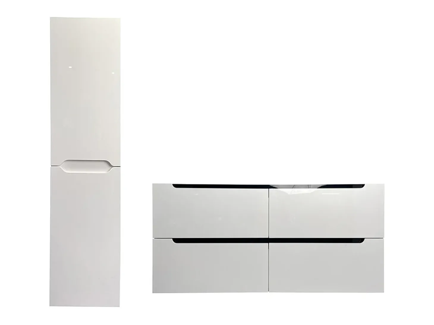 Móvel de casa de banho com lavatório duplo e coluna 120 cm branco SELITA