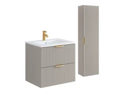 Móvel de casa de banho com lavatório de encastrar e coluna, bege, L60 cm, ZEVARA