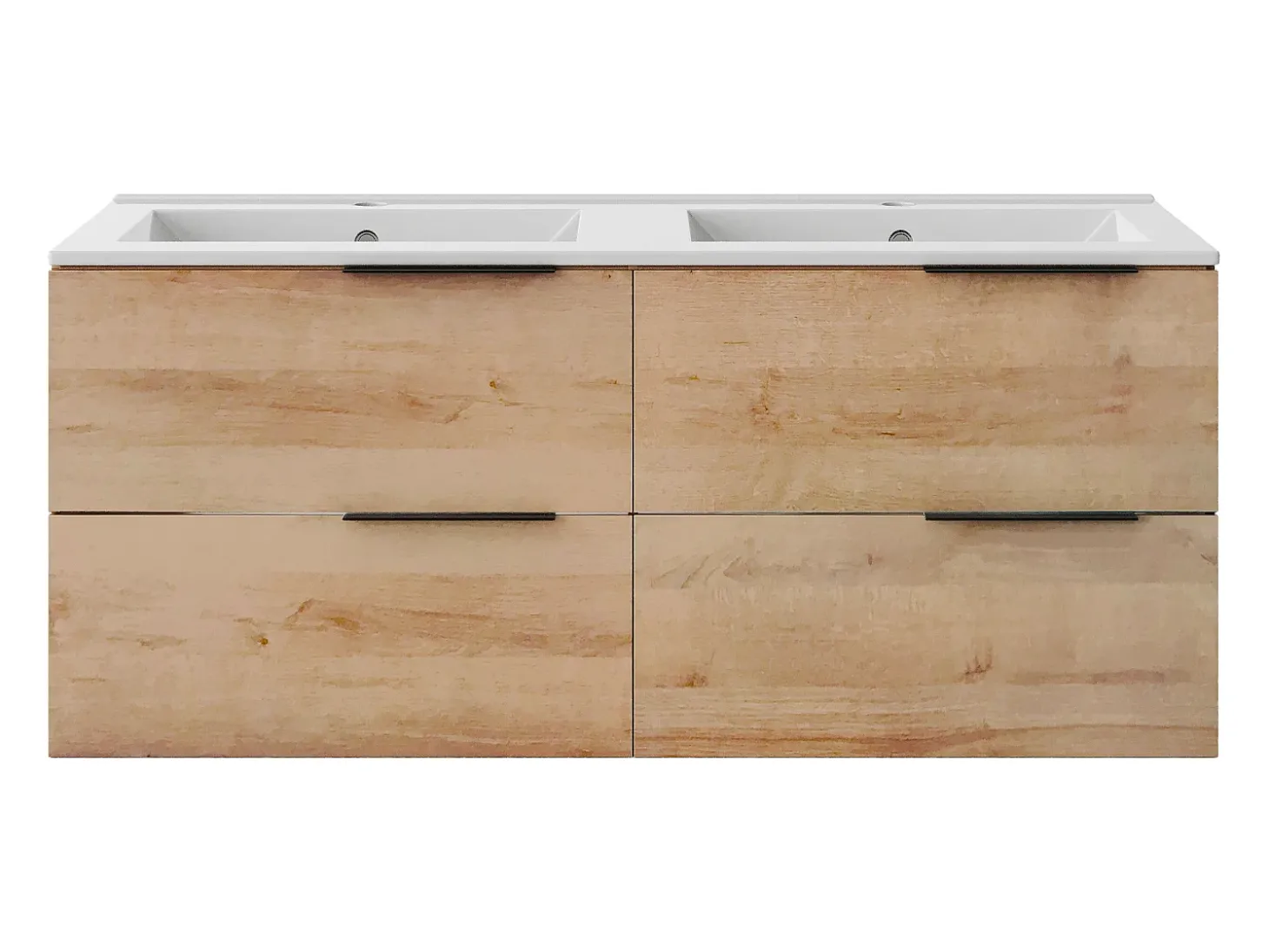 Móvel de casa de banho com lavatório dupla - Cor natural claro - 120 cm - NISAYA