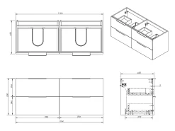 Móvel de casa de banho com lavatório dupla - Cor natural claro - 120 cm - NISAYA