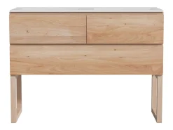 Móvel de casa de banho em carvalho maciço com lavatório duplo de encastrar - Natural claro - 120 cm - TARELO