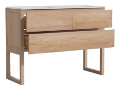 Móvel de casa de banho em carvalho maciço com lavatório duplo de encastrar - Natural claro - 120 cm - TARELO