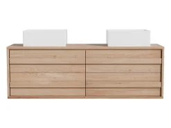 Móvel de casa de banho em carvalho - Lavatório de pousar quadrado - Natural claro - 150 cm - SARLO