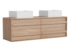 Móvel de casa de banho em carvalho - Lavatório de pousar quadrado - Natural claro - 150 cm - SARLO