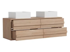 Móvel de casa de banho em carvalho - Lavatório de pousar quadrado - Natural claro - 150 cm - SARLO