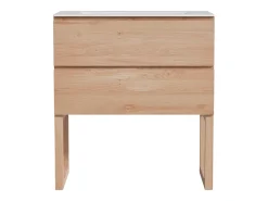 Móvel de casa de banho em carvalho com lavatório de encastrar - Natural claro - L80 cm - TARELO