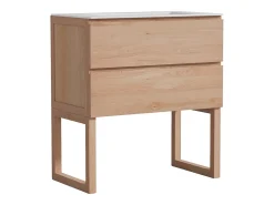 Móvel de casa de banho em carvalho com lavatório de encastrar - Natural claro - L80 cm - TARELO