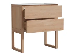 Móvel de casa de banho em carvalho com lavatório de encastrar - Natural claro - L80 cm - TARELO