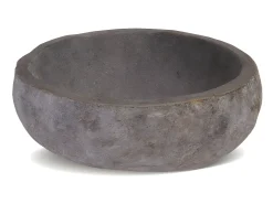 Móvel de casa de banho em teca e empalhado com lavatório de pedra cinza 90 cm MANSULAN
