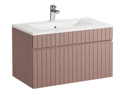 Móvel de casa de banho estriado rosa com lavatório de encastrar e coluna, 80 cm, SATARA