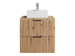 Móvel de casa de banho estriado com lavatório de pousar, cor natural claro, 60 cm, ZEVARA