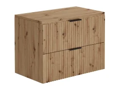 Móvel de casa de banho estriado com lavatório de pousar, cor natural claro, 80 cm, ZEVARA