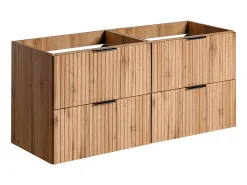 Móvel de casa de banho estriado com lavatório de encastrar natural claro, 120 cm ZEVARA