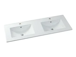 Móvel de casa de banho estriado com lavatório de encastrar natural claro, 120 cm ZEVARA