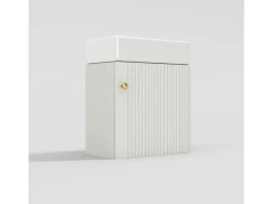 Móvel de casa de banho estriado de parede com lavatório quadrado - 46 cm - Branco (torneira não incluída)