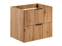 Móvel de casa de banho estriado com lavatório embutido, natural claro, 60 cm, ZEVARA