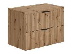 Móvel de casa de banho estriado lavatório de pousar e coluna natural clara, 80 cm, ZEVARA