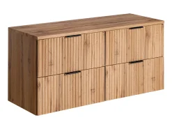 Móvel de casa de banho estriado com lavatório de pousar, natural claro, C120 cm, ZEVARA