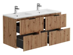 Móvel de casa de banho lavatório de encastrar e coluna natural claro 120 cm ZEVARA