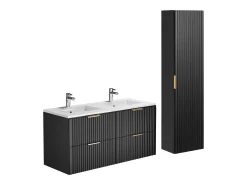 Móvel de casa de banho lavatório de encastrar e coluna preto 120 cm ZEVARA