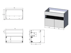 Móvel de casa de banho LEDs e lavatório de pousar branco e preto L80 cm - POZEGA