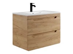 Móvel de casa de banho suspenso com lavatório de encastrar cor natural 80 cm - ARUBA