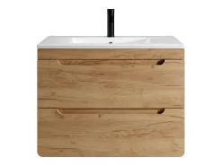 Móvel de casa de banho suspenso com lavatório de encastrar cor natural 80 cm - ARUBA