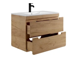 Móvel de casa de banho suspenso com lavatório de encastrar cor natural 80 cm - ARUBA