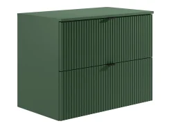 Móvel de casa de banho suspenso estriado com lavatório de pousar, verde mate, L80 cm, ZEVINI