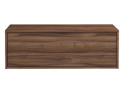 Móvel de casa de banho suspenso com lavatório cor natural escura C94 cm TEANA