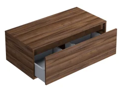 Móvel de casa de banho suspenso com lavatório cor natural escura C94 cm TEANA