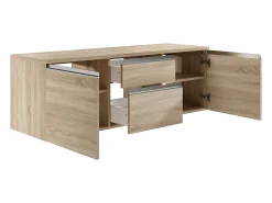 Móvel de casa de banho suspenso com lavatórios e espelhos, natural claro, C150 cm, JIMENA