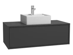 Móvel de casa de banho suspenso com lavatório individual cinzento antracite 94 cm TEANA