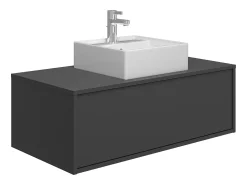 Móvel de casa de banho suspenso com lavatório individual cinzento antracite 94 cm TEANA