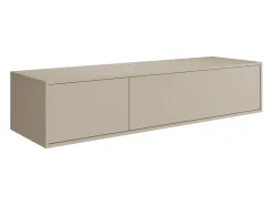 Móvel de casa de banho suspenso duplo lavatório redondo, bege, L150 x H32 cm, ISAURE