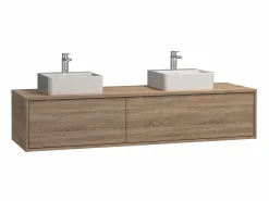 Móvel de casa de banho suspenso lavatório duplo cor natural C150 x A32 cm ISAURE