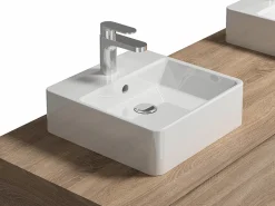 Móvel de casa de banho suspenso lavatório duplo cor natural C150 x A32 cm ISAURE