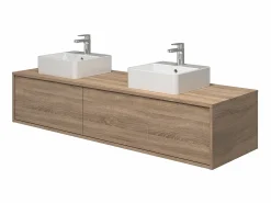 Móvel de casa de banho suspenso lavatório duplo cor natural C150 x A32 cm ISAURE