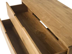 Móvel de casa de banho suspenso em teca clara com lavatório duplo - 115 cm - BIMBING