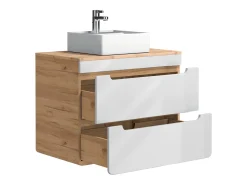Móvel de casa de banho suspenso com lavatório de pousar 80 cm natural claro e branco ARUBA