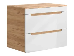 Móvel de casa de banho suspenso com lavatório de pousar 80 cm natural claro e branco ARUBA