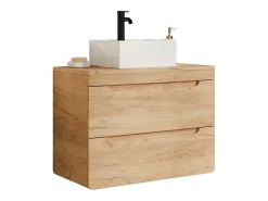 Móvel de casa de banho suspenso com lavatório de pousar quadrado cor natural 80 cm - ARUBA