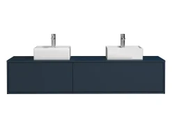 Móvel de casa de banho suspenso lavatório duplo natural claro C150xA32 cm ISAURE