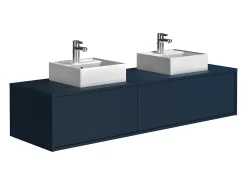 Móvel de casa de banho suspenso lavatório duplo natural claro C150xA32 cm ISAURE