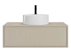 Móvel de casa de banho suspenso com lavatório simples redondo, cor bege, 94 cm, TEANA
