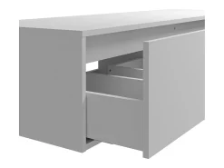 Móvel de casa de banho suspenso duplo lavatório redondo, cor branca, L150 x A32 cm, ISAURE
