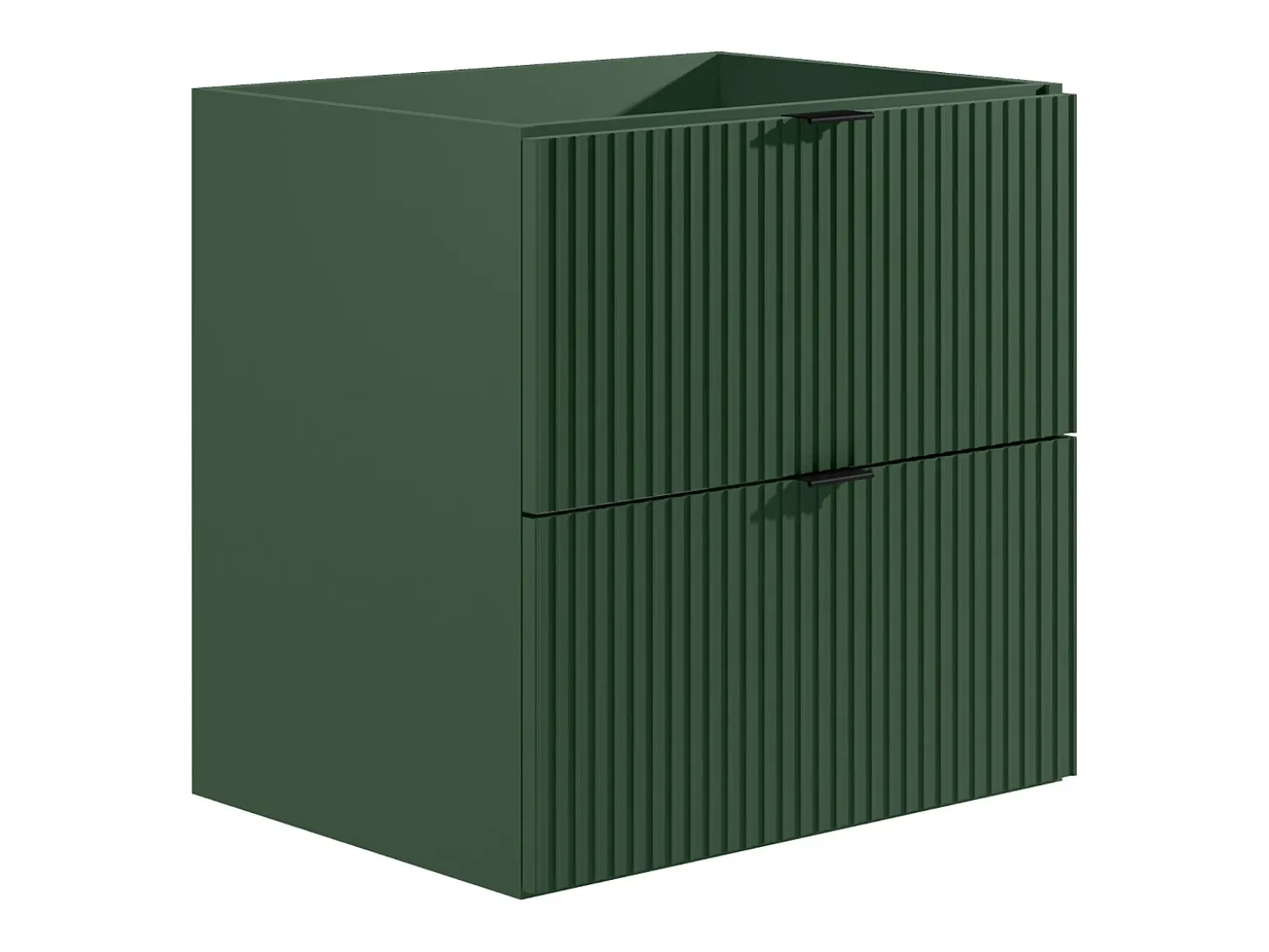 Móvel de casa de banho suspenso estriado com lavatório de encastrar, verde mate, L60 cm, ZEVINI