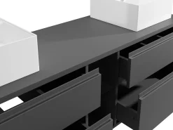 Móvel de casa de banho suspenso lavatório duplo cinza antracite C150 cm MAGDALENA