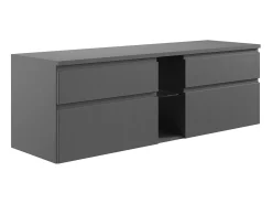 Móvel de casa de banho suspenso lavatório duplo cinza antracite C150 cm MAGDALENA