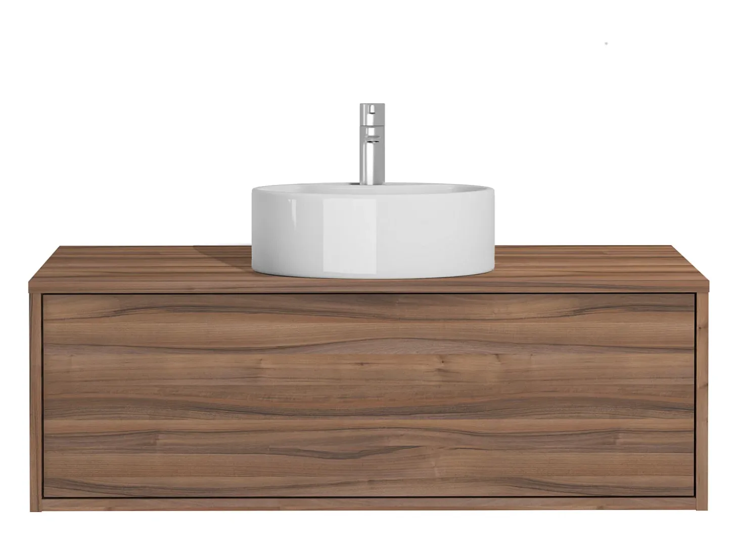 Móvel de casa de banho suspenso lavatório individual redondo natural escuro 94 cm TEANA